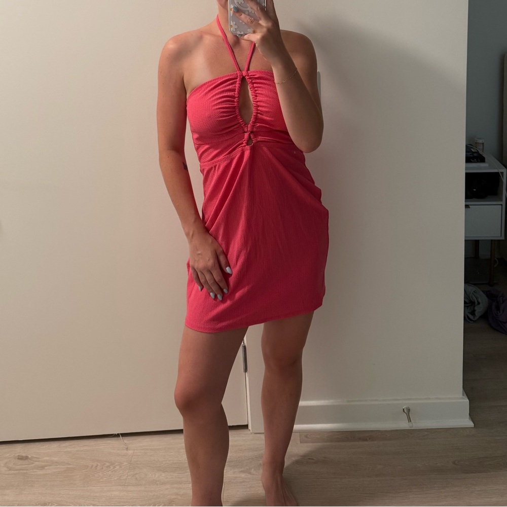 Wild Fable Pink Ruched Halter Sundress